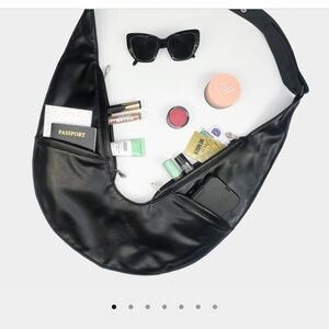 Black Faux Leather Sash Bag